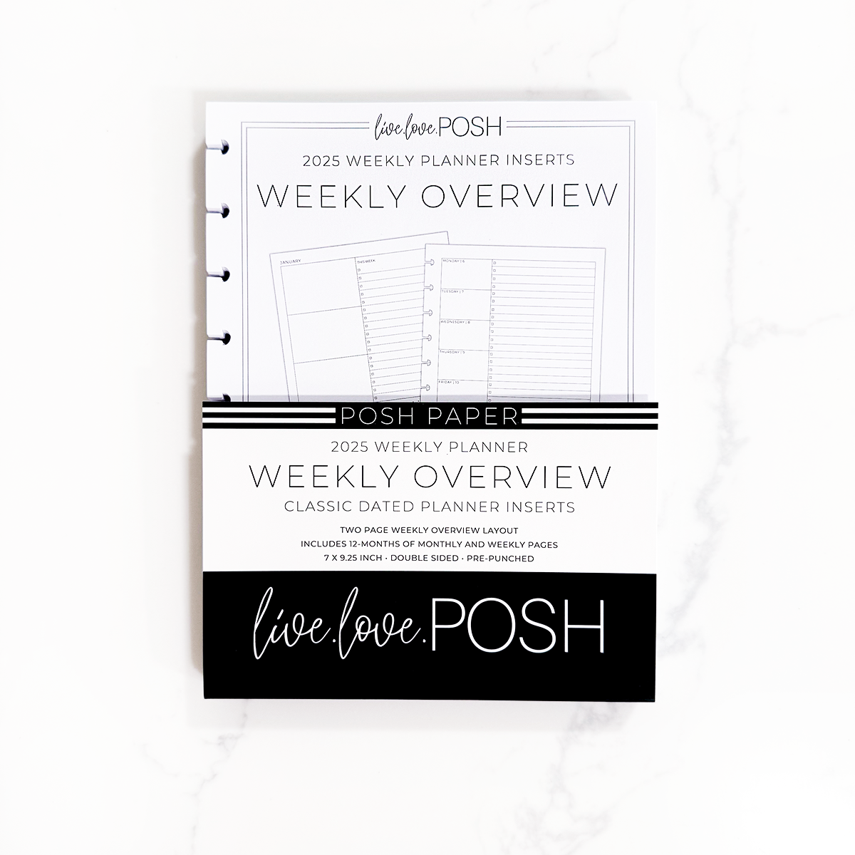 2025 CLASSIC WEEKLY OVERVIEW PLANNER INSERTS - 12 Months