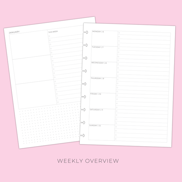 2025 CLASSIC WEEKLY OVERVIEW PLANNER INSERTS - 12 Months