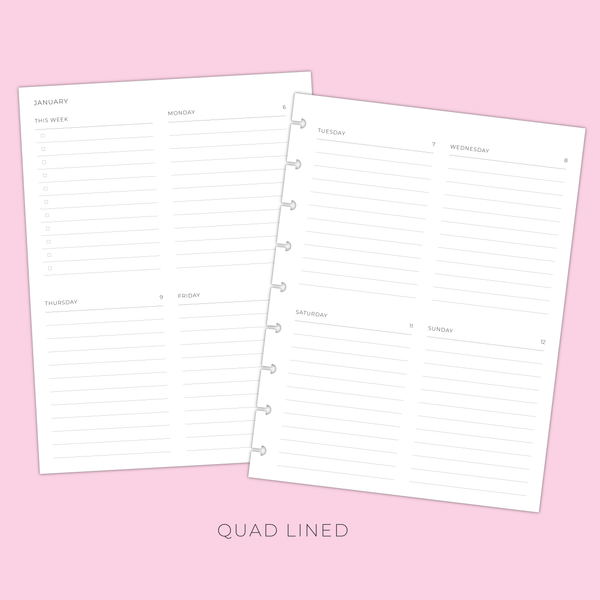 2025 CLASSIC QUAD LINED PLANNER INSERTS - 12 Months