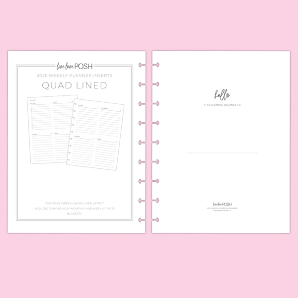 2025 CLASSIC QUAD LINED PLANNER INSERTS - 12 Months