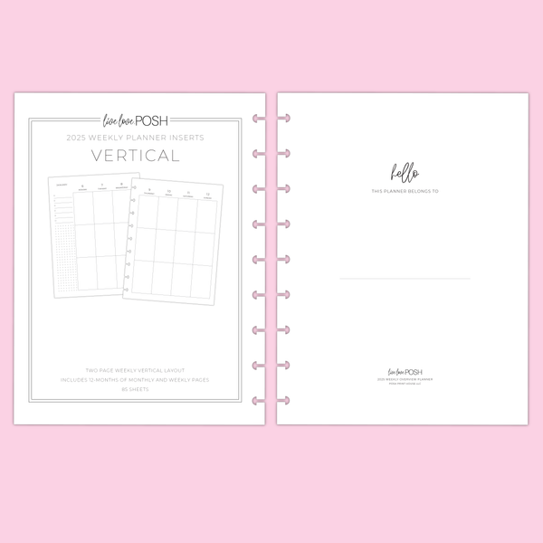 2025 CLASSIC VERTICAL PLANNER INSERTS - 12 Months