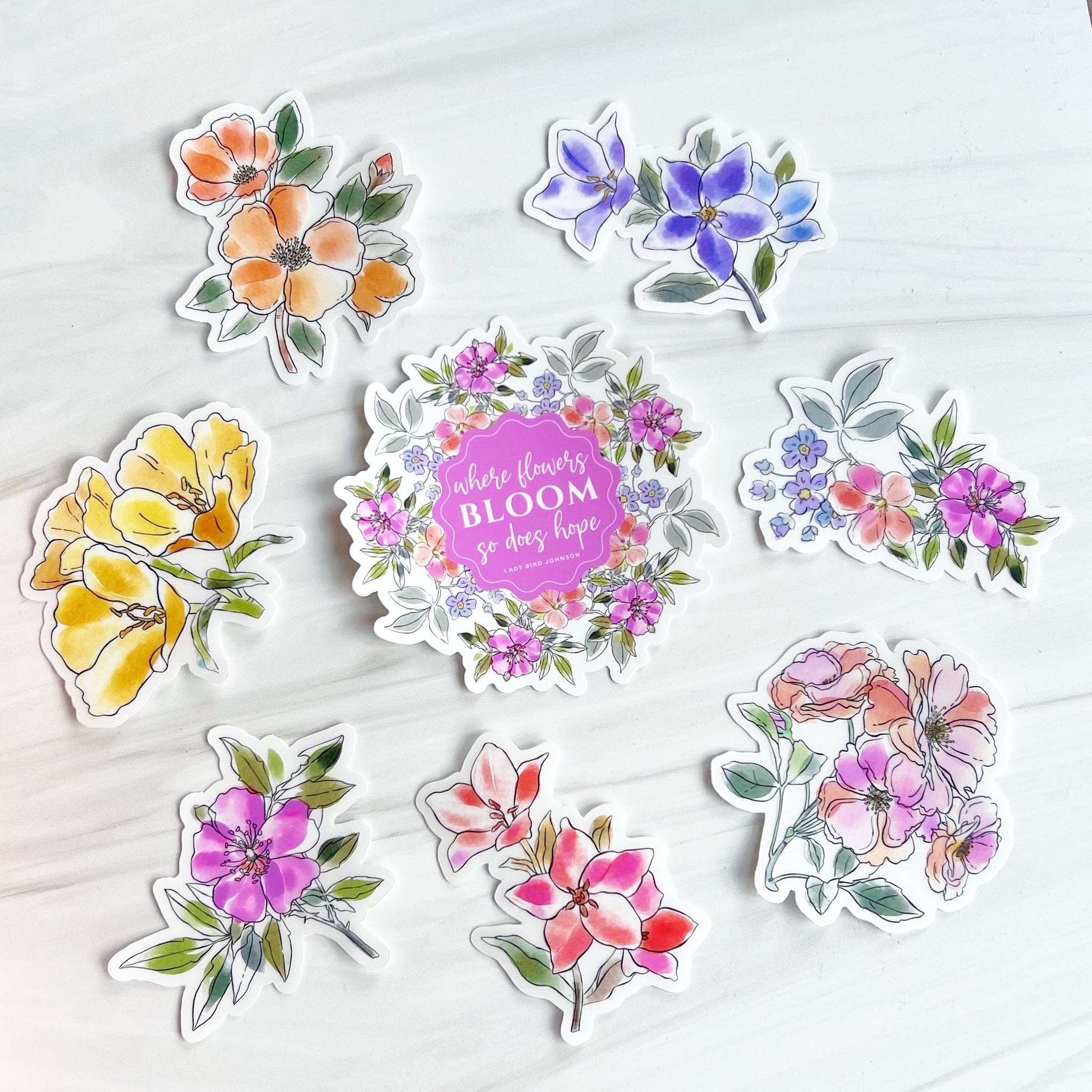 Flower Sticker Pack - Set of 6
