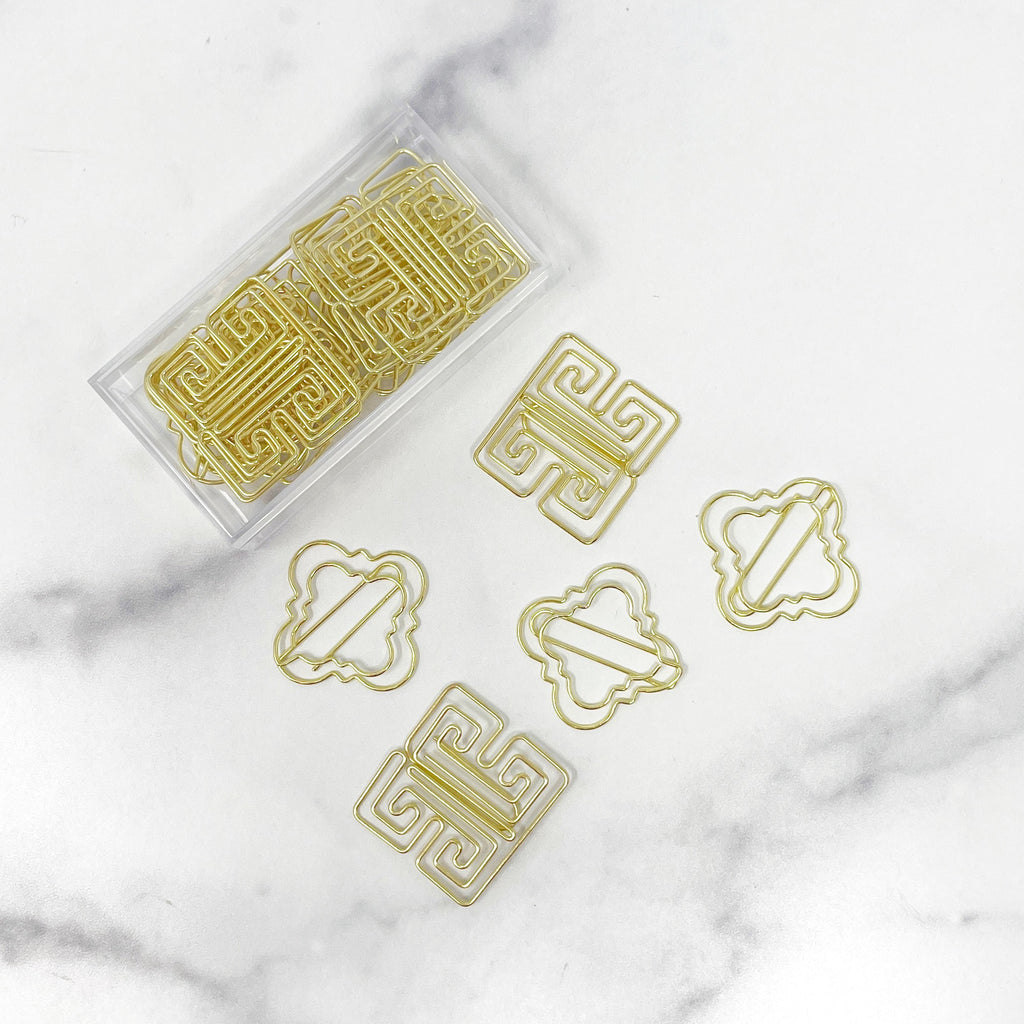 Crystal Sparkly Bow Paper Clips Large- Gold shiny tone clips - The Luxe  Boutiqueus